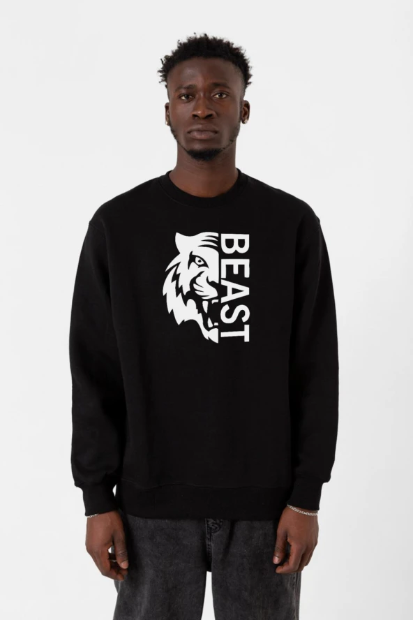 Mr Beast Half Face Siyah Erkek 2ip Sweatshirt ürün görseli 1