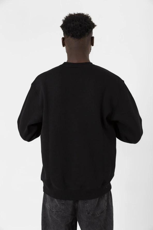 Mr Beast Half Face Siyah Erkek 2ip Sweatshirt - Resim 4