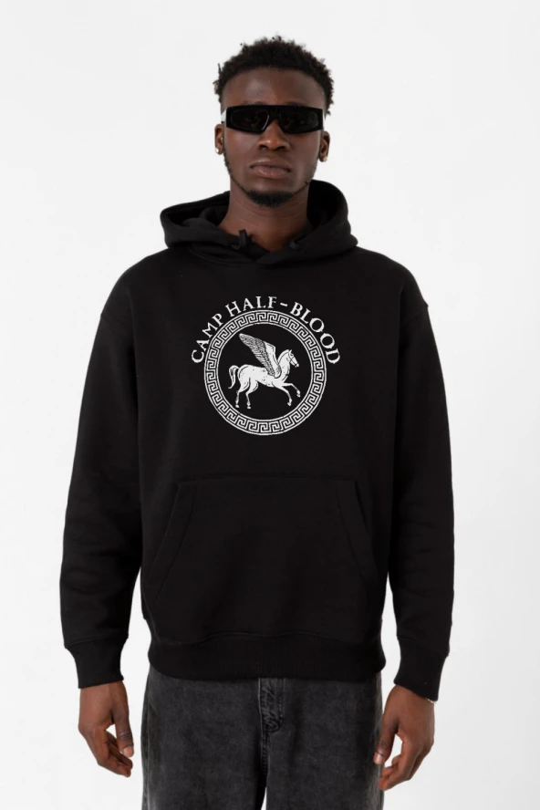 Percy Jackson Camp Half Blood Siyah Erkek 3ip Kapşonlu Sweatshirt ürün görseli 1