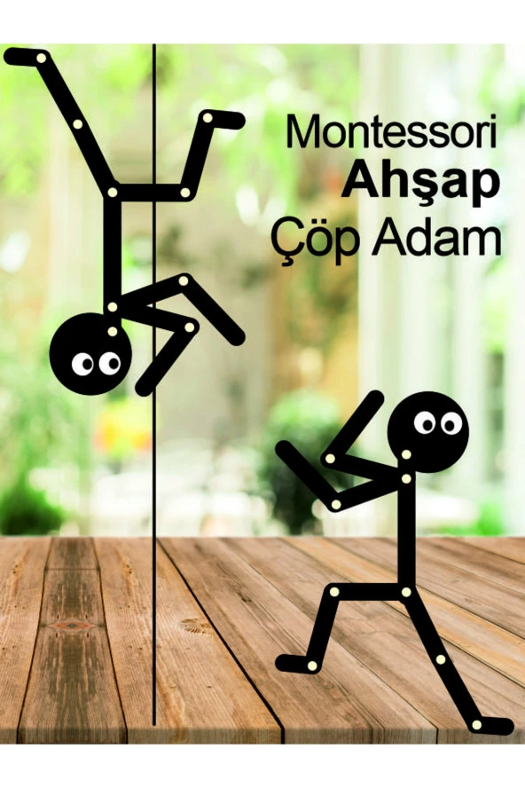 2 Adet Ahşap Eğitici Oyuncak Montessori Çöp Adam Ahşap Oyuncak Ahşap Yapboz Aktivite Eğitici Bulmaca ürün görseli 1