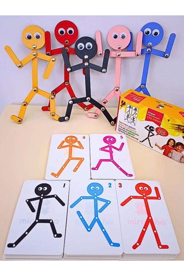 5'i 1 Yerde Ahşap Eğitici Montessori Çöp Adam Yapboz Aktivite Eğitici Oyuncak ürün görseli 1