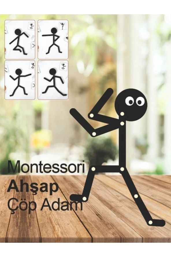Siyah Ahşap Oyuncaklar Eğitici Montessori Çöp Adam Ahşap Oyuncak Ahşap Aktivite Eğitici Oyuncak ürün görseli 1