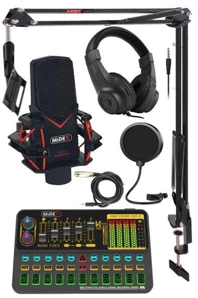 Midex GMX-1 Platinium Head Set Condenser Mikrofon Ses Kartı Kulaklık Canlı Yayın Paketi ürün görseli 1