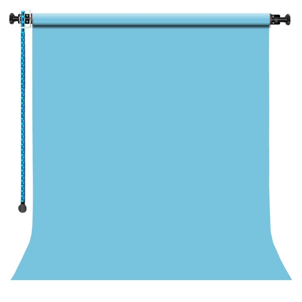 GDX Sabit True Blue Kağıt Fon Seti 2.70x11m Makaralı Duvar Tavan Tipi Sonsuz Stüdyo Fonu ürün görseli 1