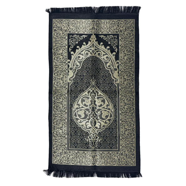 Siyah Desenli Çeyizlik Hediyelik Saçaklı (67cmx112cm) Namaz Seccadesi No29 ürün görseli 1