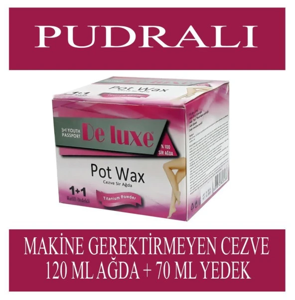 Youth Passport Deluxe Pot Wax 1+1 Cezveli Titanium Pudralı Sir Ağda 120 + 70 ml Yedekli ürün görseli 1