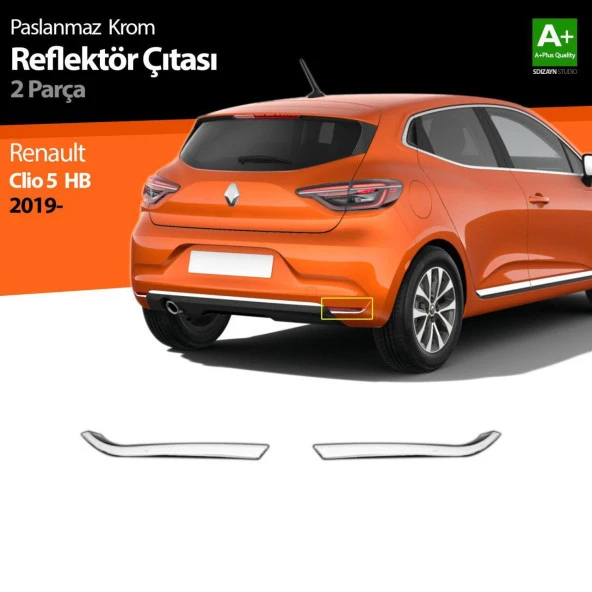 Renault Clio Uyumlu 5 Krom Reflektör Çıtası 2 Parça. 2019 Ve Üzeri ürün görseli 1