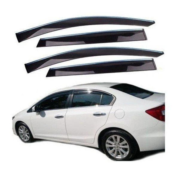 Honda Civic Uyumlu Fb7 Cam Rüzgarlığı Krom Çıtalı 2012+ Sunplex ürün görseli 1