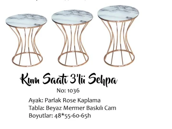 Brc 13394 KUMSAAT Zigon Beyaz Mermer TEMPER Cam Metal Bakır renk kaplama El Yapım ürün görseli 1