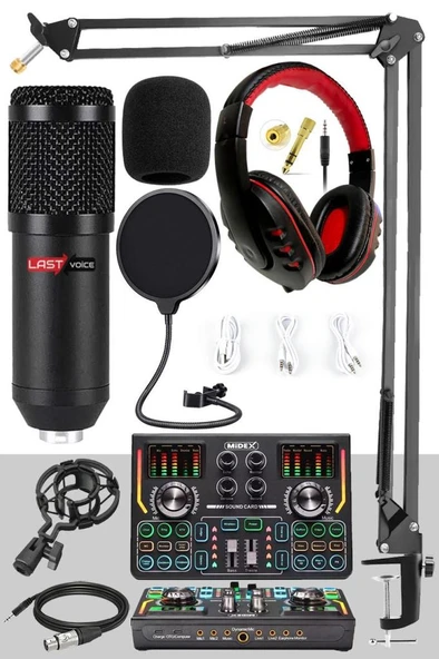 Lastvoice BM800 Titanium Set Efektli Ses Kartı Mikrofon Kulaklık Stand Kayıt Canlı Yayın (PC ve Telefon) ürün görseli 1