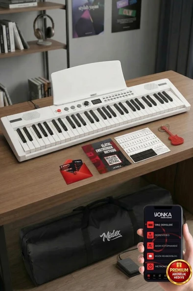 Midex PS4000WH Tuş Hassasiyetli 61 Tuşlu Org Bluetooth USB Midi METOD (Sustain Pedalı Çanta) ürün görseli 1