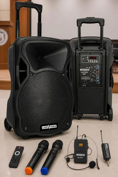 Lastvoice LS-P1912EX Portatif Taşınabilir 3 Mikrofonlu Seyyar Ses Sistemi 12 İNÇ 800 WATT ürün görseli 1