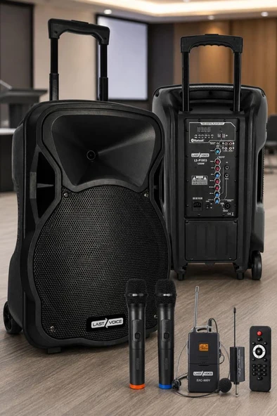 Lastvoice LS-P1915EX Portatif Taşınabilir 3 Mikrofonlu Seyyar Ses Sistemi 15 İNÇ 1200 WATT ürün görseli 1