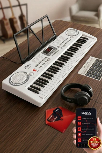 Midex PS-1500WH-H Başlangıç İçin 61 Tuşlu Org Kulaklık Notalık Adaptör Öğrenim Metodu (100 Ses 100 Ritim) ürün görseli 1