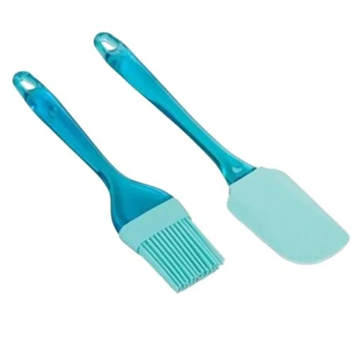 Mavi Saydam Saplı Slikon Spatula Ve Slikon Fırça 2li Set ürün görseli 1
