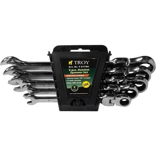 Troy T21700 Mafsallı Cırcırlı Kombine Anahtar Seti 5 Parça ürün görseli 1