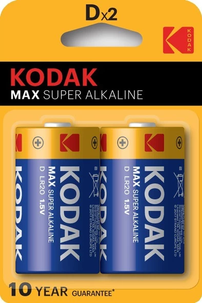 Kodak Max 2 Adet Alkalin Büyük Pil ürün görseli 1