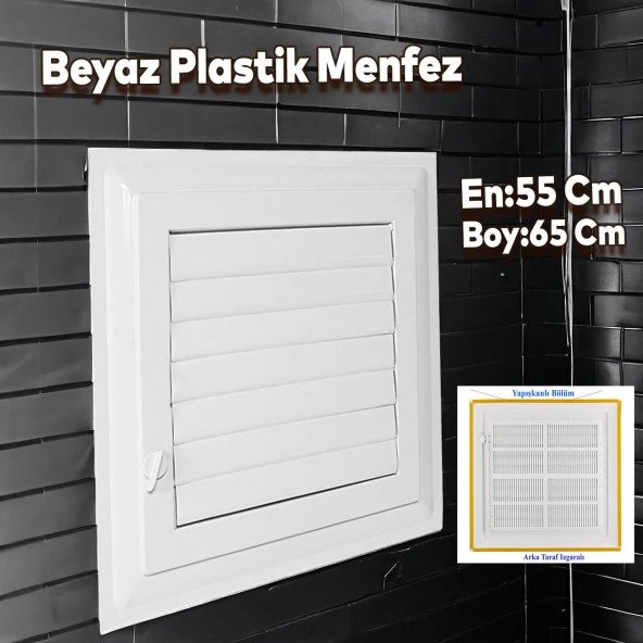 Menfez Banyo Wc Tuvalet Depo Havalandırma Plastik Panjur Beyaz 55x65 CM ürün görseli 1