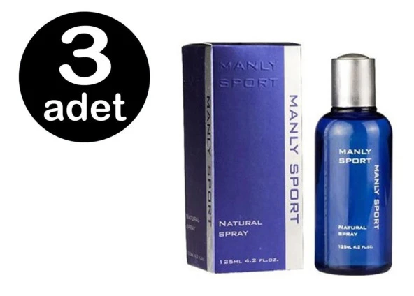 3 x Manly Sport 125 Ml Mavi Erkek Parfümü ürün görseli 1