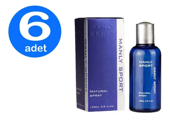 6 x Manly Sport 125 Ml Mavi Erkek Parfümü ürün görseli 1