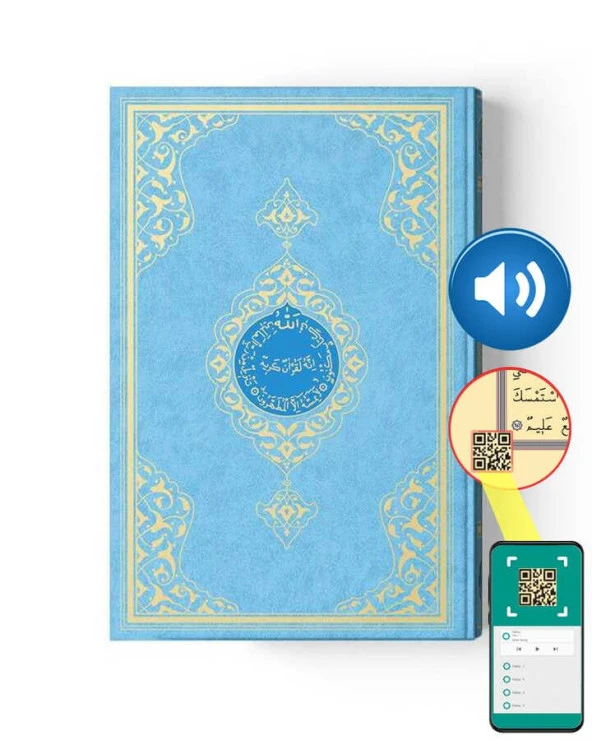 Orta Boy Kuran-ı Kerim (2 Renkli, Mavi, Mühürlü) ürün görseli 1