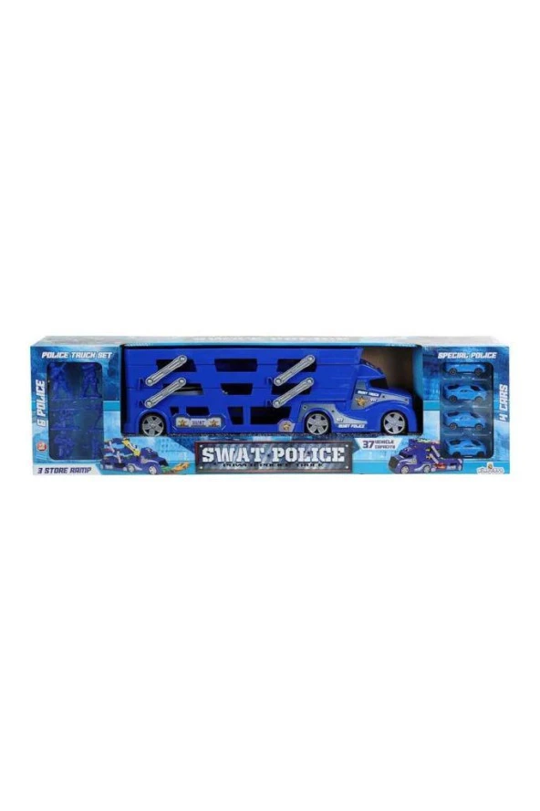 King Toys Arabalı Polis Aksesuarlı 3 Katlı Taşıyıcı Polis Tır LAL 1110 ürün görseli 1