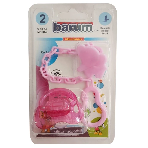 Barum Damaklı Klipsli Pembe Askılı Emzik - Resim 6