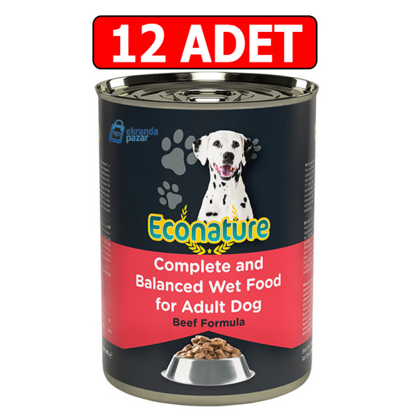 Econature sığır etli yetişkin köpek konserve maması 400gr 12adet beef köpek yaş mama ürün görseli 1
