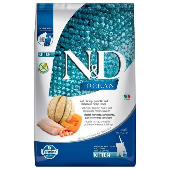 ND Ocean Kitten Balkabaklı Morina Balıklı Yavru Kedi Maması 5 Kg ürün görseli 1
