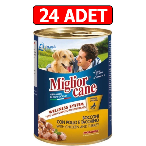 Miglior cane tavuk ve hindili köpek konservesi 24 adet x 405gr köpek konserve yaş mama ürün görseli 1