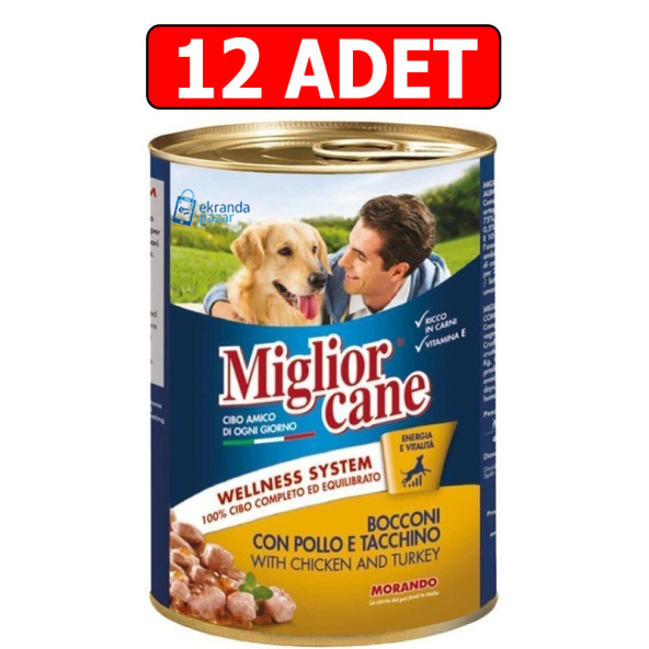 Miglior cane tavuk ve hindili köpek konservesi 12adet x 405gr köpek konserve yaş mama ürün görseli 1