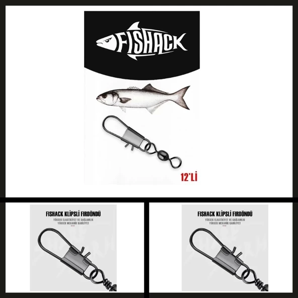 Uyguna-Yakala 12 Adet Fishack Paslanmaz Klipsli Fırdöndü Füme No: 7-RDN.045 ürün görseli 1