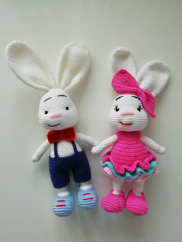 Bay ve Bayan Paskalya Tavşanı Amigurumi Organik Oyuncak ürün görseli 1