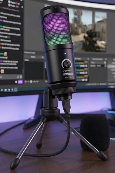 Lastvoice BM350 RGB USB Oyuncu ve Yayıncı Mikrofonu (Kayıt Gaming Tiktok Twitch Canlı yayın Discord Youtube) ürün görseli 1