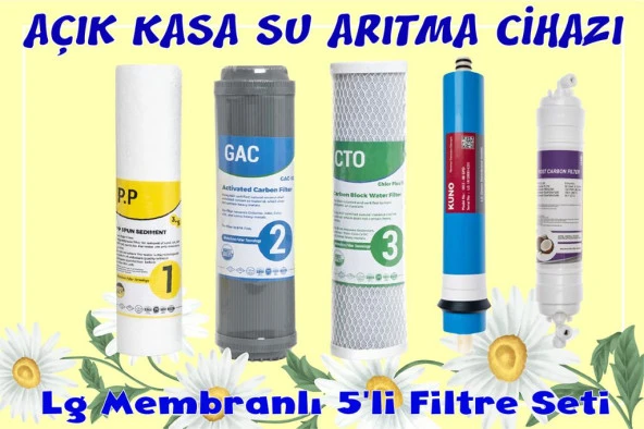 Açık Kasa Su Arıtma Filtresi Seti 5 Li Lg Mebran Filtre Seti ürün görseli 1