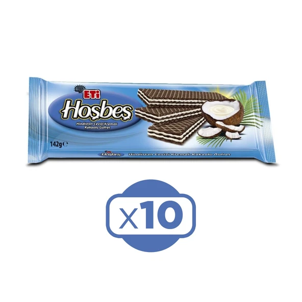 Eti Hoşbeş Hindistan Cevizi Kremalı Gofret 142 g x 10 Adet ürün görseli 1