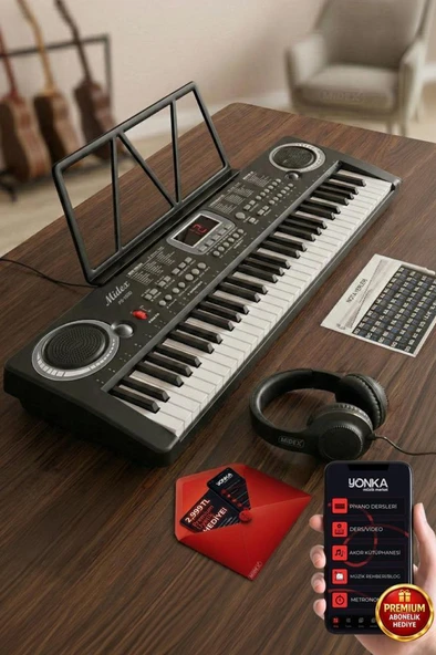 Midex PS-1500BK-H Başlangıç İçin 61 Tuşlu Org Kulaklık Notalık Adaptör Öğrenim Metodu (100 Ses 100 Ritim) ürün görseli 1