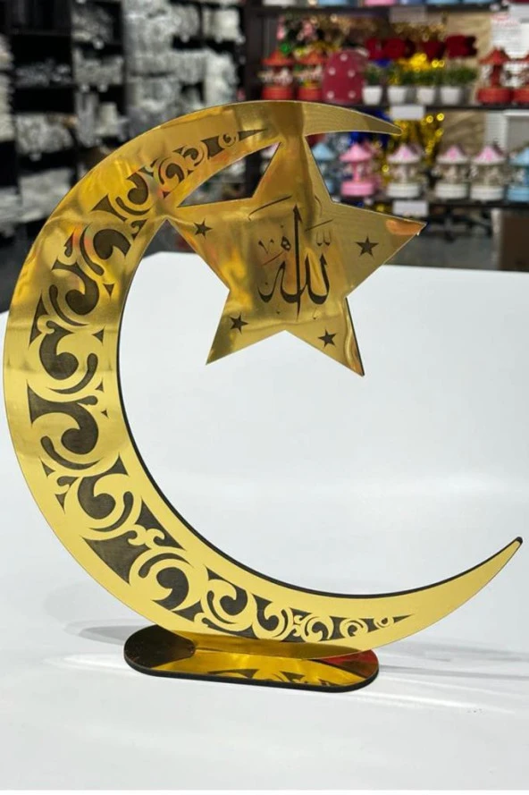 Beysüs Ramazan Ayı Dekoratif Pleksi Ay Yıldız Model Gold ürün görseli 1