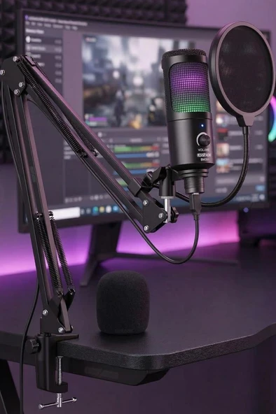 Lastvoice BM350 STA RGB Set Stüdyo Condenser Usb Pc Mikrofonu (Stand ve Filtreli) ürün görseli 1