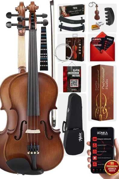 Midex LMA-544TYS 1/2 Profesyonel Keman 2/4 Çocuk Kemanı 8-10 Yaş (Yastık Susturucu Yedek Tel Çanta Yay Reçine Metod) ürün görseli 1