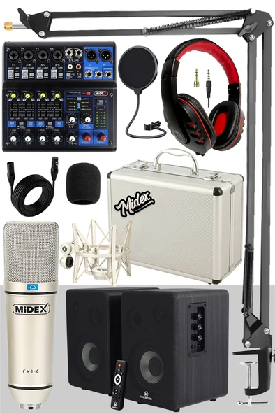 Midex Referans Paket-2 Maxword Monitör Ses Kartı CX1 Mikrofon Stand ürün görseli 1