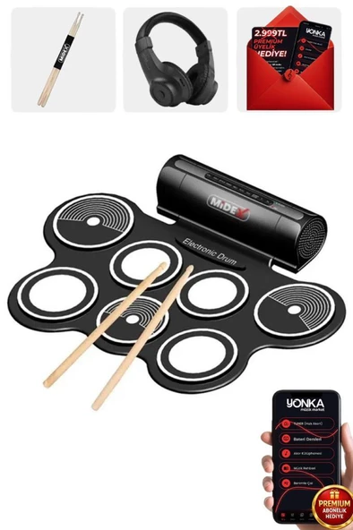 Midex DDX-70 Dijital Davul 7 Ped 2 Ayak Pedalı (Kulaklık Çubuklar Adaptör Full Set) ürün görseli 1