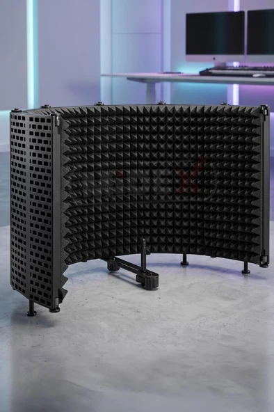 Midex PF-43 Mikrofon Ses Yalıtım İzolasyon Paneli 5 Bölümlü Ayaklı (69x26 cm) ürün görseli 1
