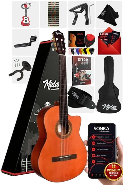Midex CG-390M-XBAG Klasik Gitar 4/4 Sap Ayarlı Kesik Kasa (Çanta Askı Capo Pena) ürün görseli 1