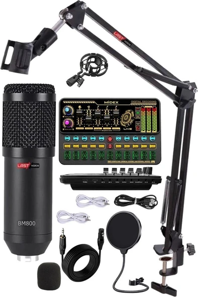 Lastvoice BM800 Live Platinium Set Efektli Ses Kartı Mikrofon Stand Kayıt Canlı Yayın Seti (PC ve Telefon) ürün görseli 1