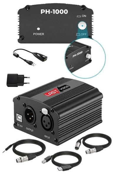 Lastvoice Ph-1000SX +48V Usb Phantom Power Ses Kartı (XLR Kablo 7.1 Kart 3.5 mm Jack Kablo Adaptör) ürün görseli 1