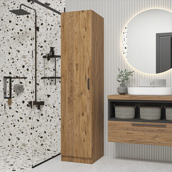 Midoser Yaman Atlantik Çam Tek Kapaklı 4 Raflı Çok Amaçlı Mutfak Kiler Ve Banyo Dolabı ürün görseli 1