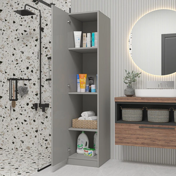 Midoser Yaman Luna Tek Kapaklı 4 Raflı Çok Amaçlı Mutfak Kiler Ve Banyo Dolabı ürün görseli 1