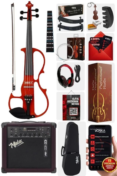 Midex RCZ-606RD-AMP Elektro Keman ve Şarjlı Anfi Seti ürün görseli 1