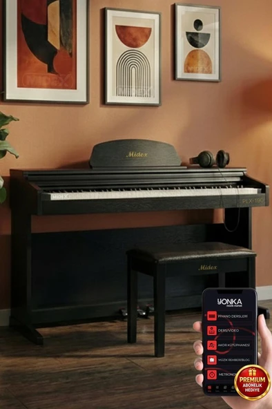Midex PLX-190BK Siyah Dijital Piyano 88 Tuşlu Hammer Action ve Tuş Hassasiyeti ürün görseli 1